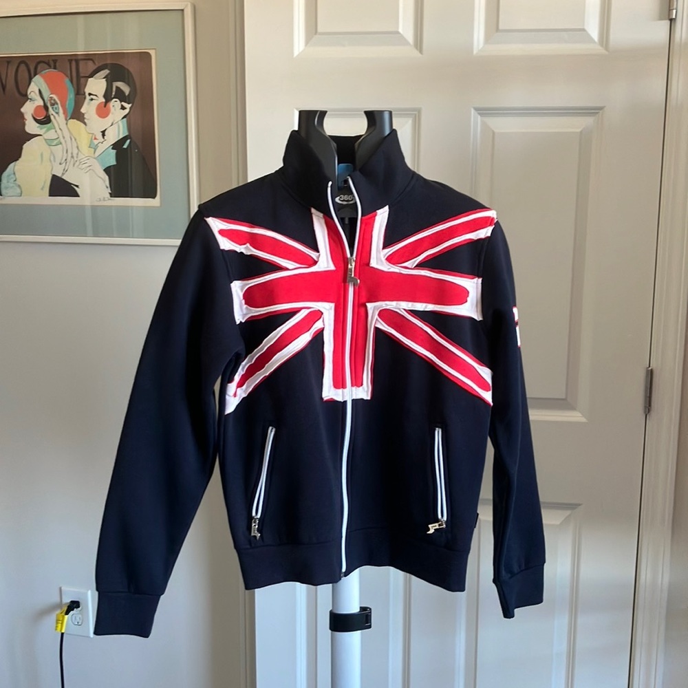 Nas zip-up sweatshirt Great Britain Union Jack styling streetwear S unisex